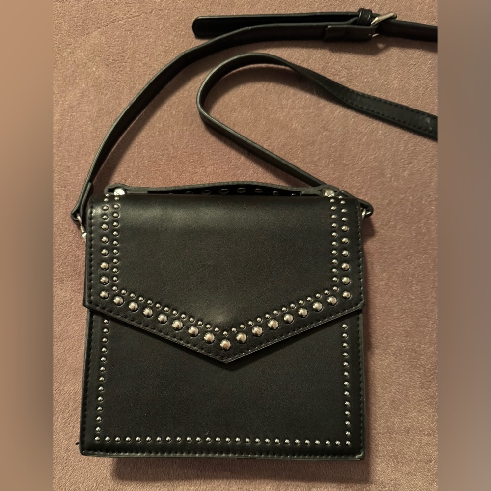Bershka Black Studded Women's Crossbody Bag